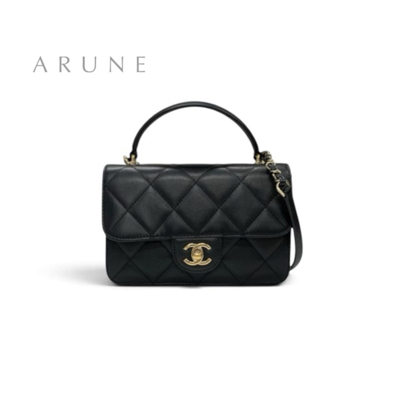 シャネル CHANEL バッグ ショルダーバッグ ブラック ゴールド トップハンドル ココマーク マトラッセ ラムスキン チェーン