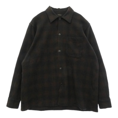 COMOLI コモリ 20AW S03-02008 カシミヤ混ウール チェック オープンカラー シャツ ブラウン系 1【中古】