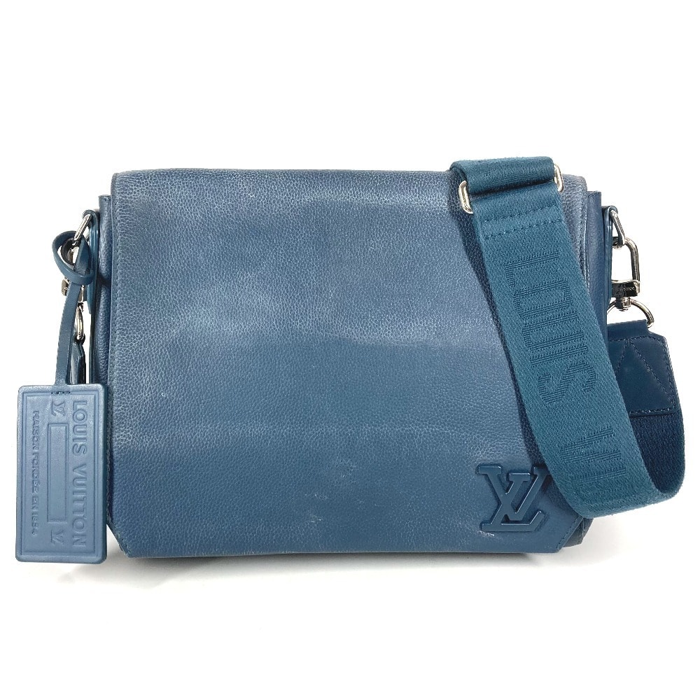 ルイヴィトン LOUIS VUITTON テイクオフ メッセンジャー M21363 LV アエログラム 斜め掛け カバン フラップ ショルダーバッグ レザー ネイビー