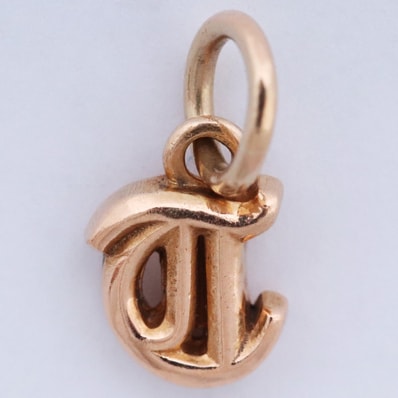 Chrome Hearts 22K Alphabet Stack T Initial Charm "Yellow Gold"