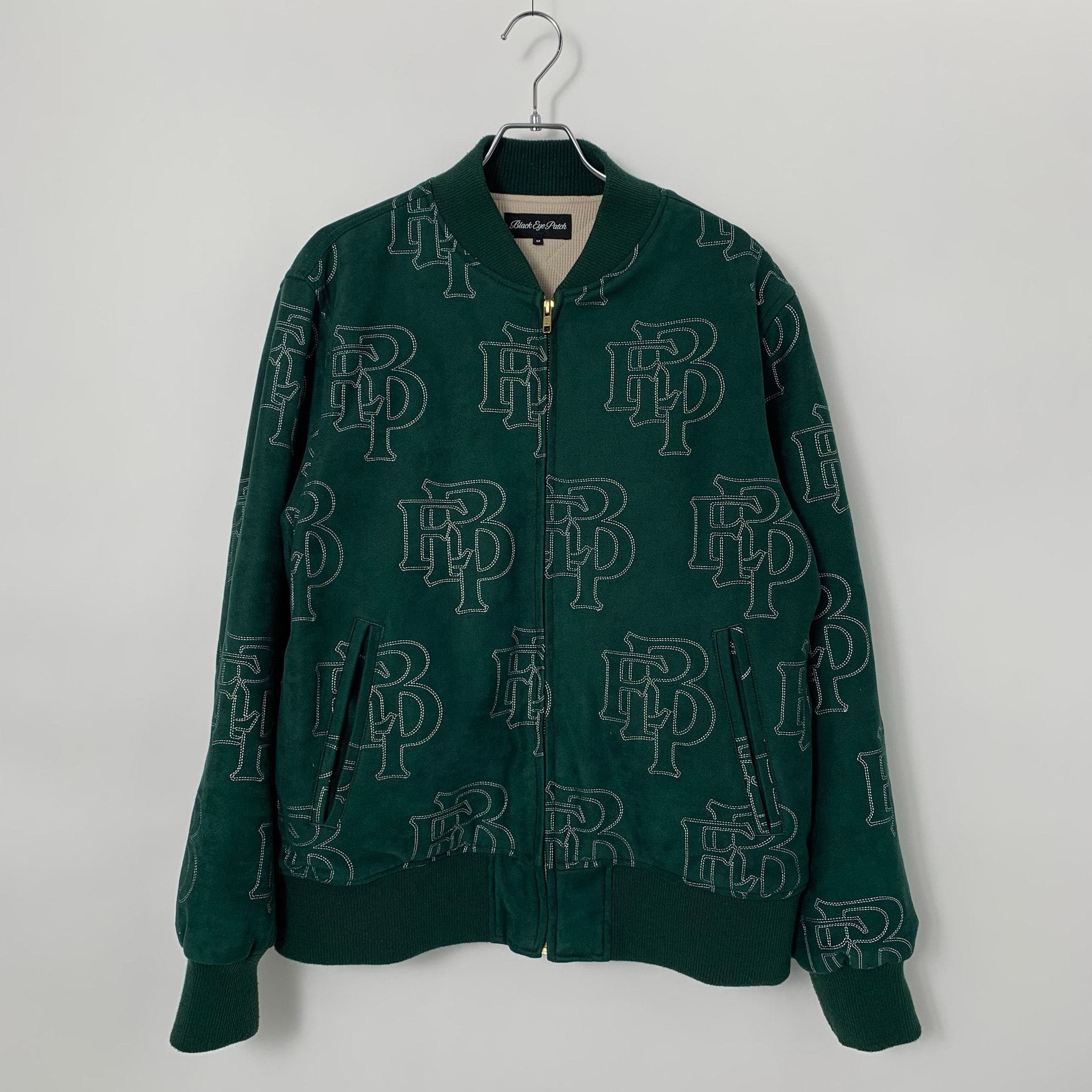 BlackEyePatch PATTERN EMBROIDERED FAKE SUEDE BLOUSON "Green"