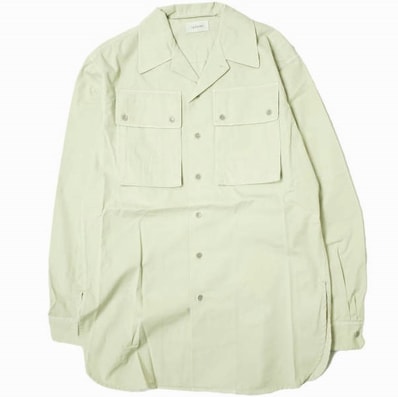 新品 LEMAIRE ルメール 22SS MILITARY SHIRT オープンカラー ミリタリーシャツ M221 SH190 LF699 46 OVERCAST GREY 長袖 開襟 コットンギャバジン トップス g12290