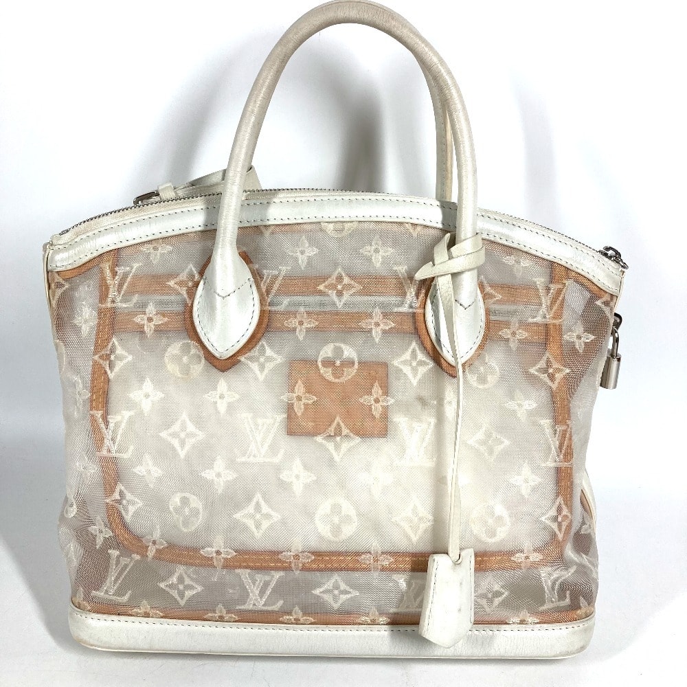 ルイヴィトン LOUIS VUITTON ロックイット M40699 トランスペアレンス モノグラム トートバッグ カバン 刺繍 クリア メッシュ ハンドバッグ レザー/ナイロン ホワイト