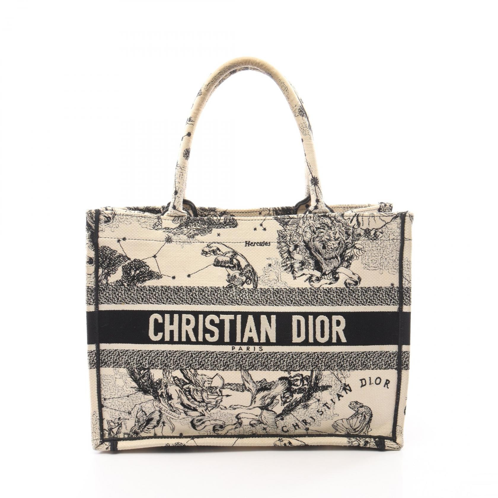 ディオール Dior BOOK TOTE ブックトート ミディアム トワル ドゥ ジュイ トートバッグ バッグ キャンバス レディース アイボリー系 / ブラック系 【中古】