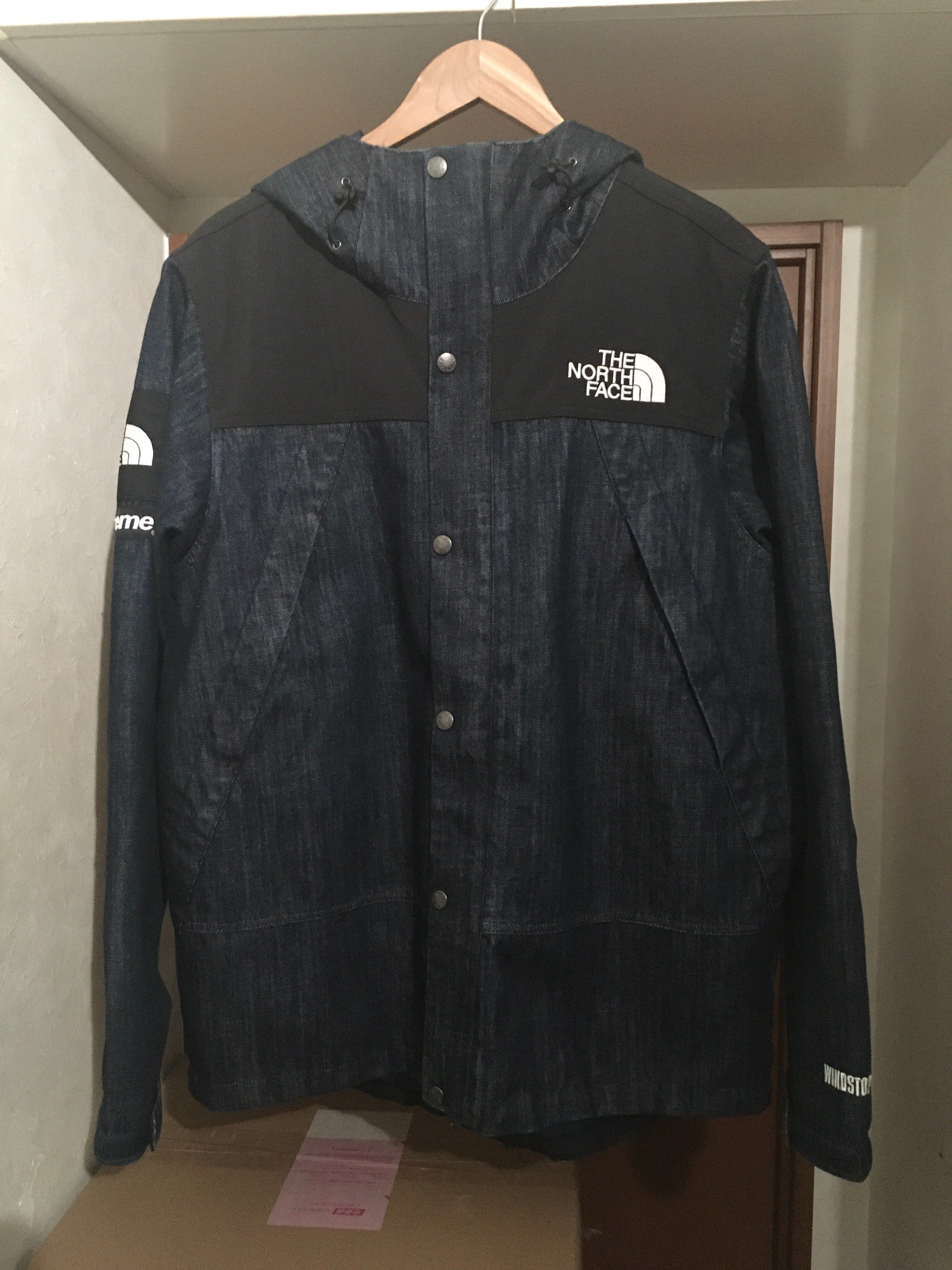 Supreme x The North Face Bleached Denim Print Mountain Jacket "Indigo"