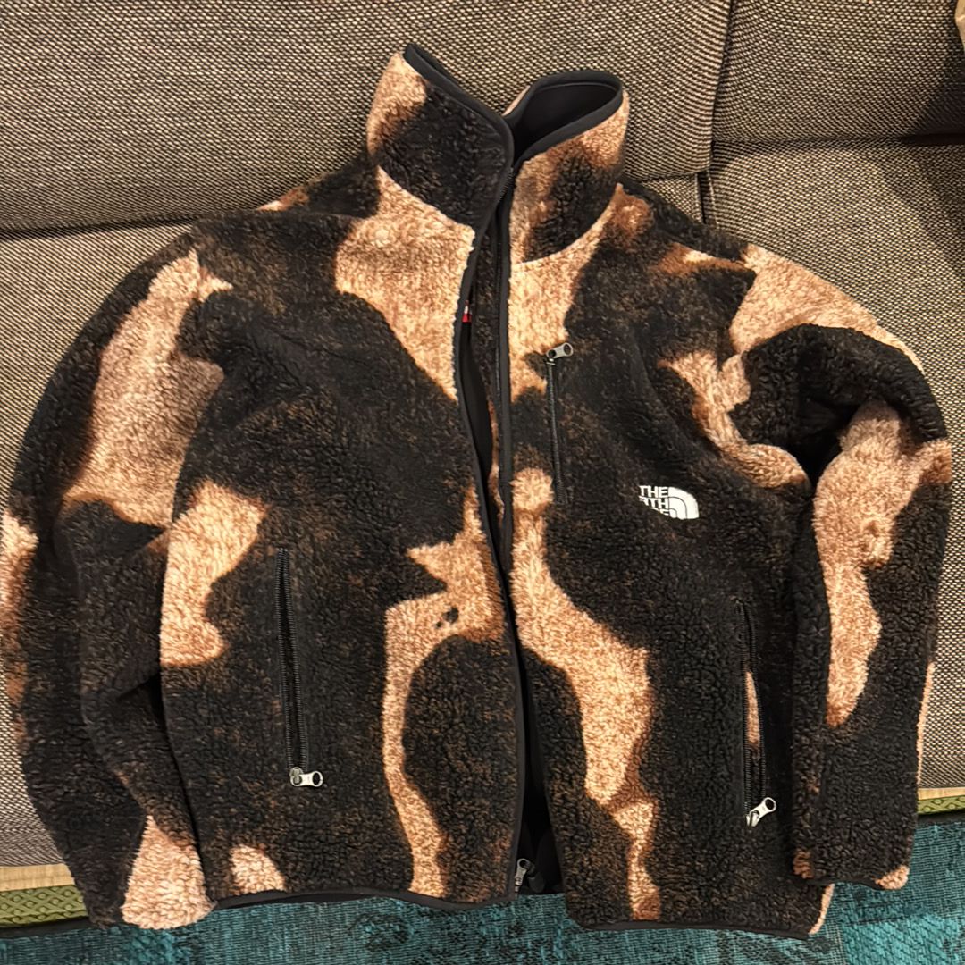 Supreme x The North Face Bleached Denim Print Fleece Jacket "Black"