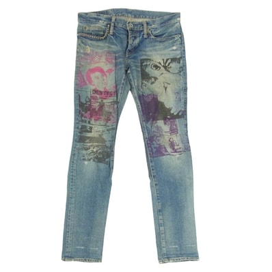 HYSTERIC GLAMOUR ヒステリックグラマー 3AP-5163 Hysterics ヒステリックス DESTROY ALL MONSTERS デストロイオールモンスターズ スタッズ ジーンズ デニムパンツ インディゴブルー系 S【中古】