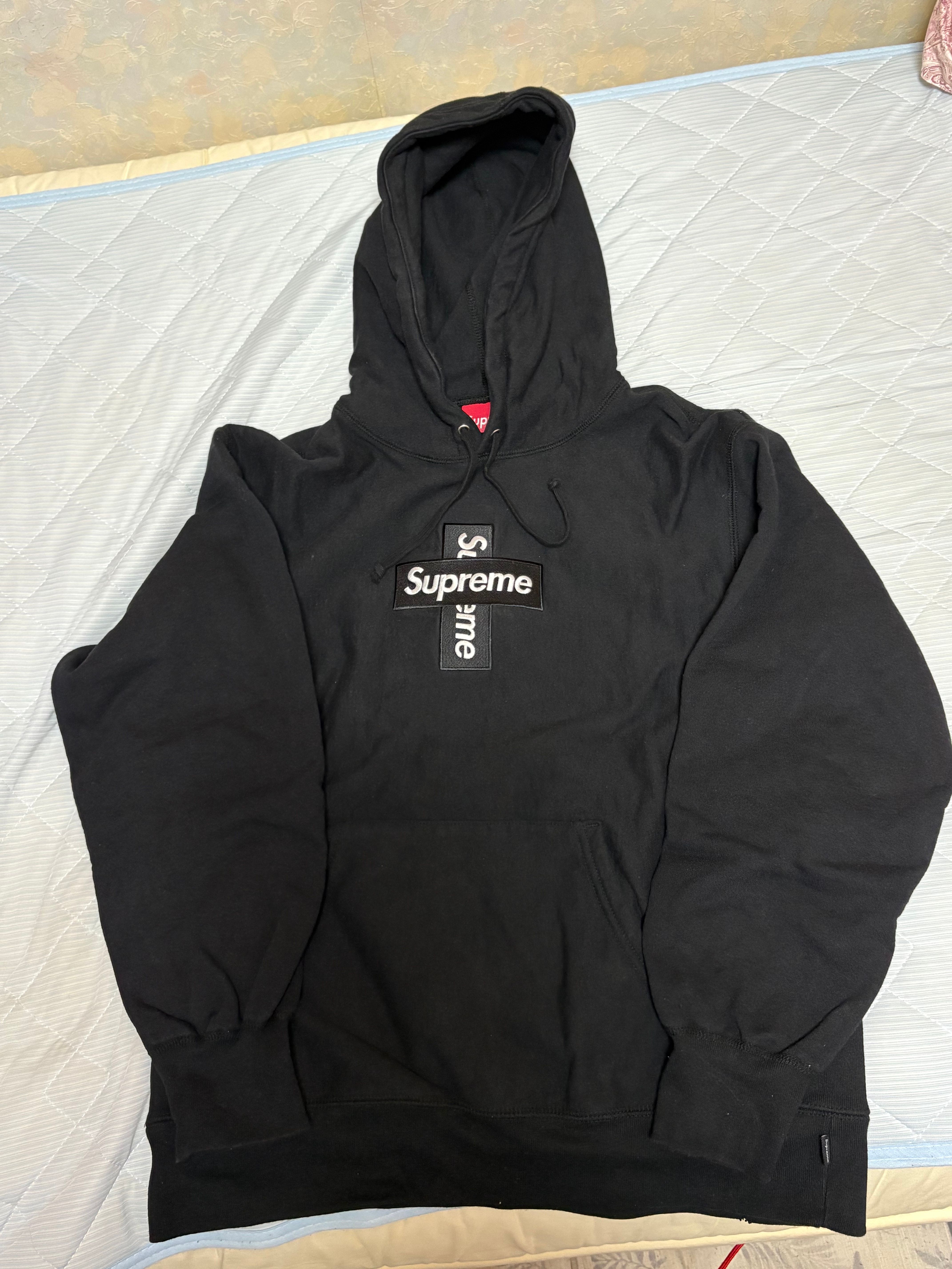 Supreme Cross Box Logo Hooded Sweatshirt "Black"