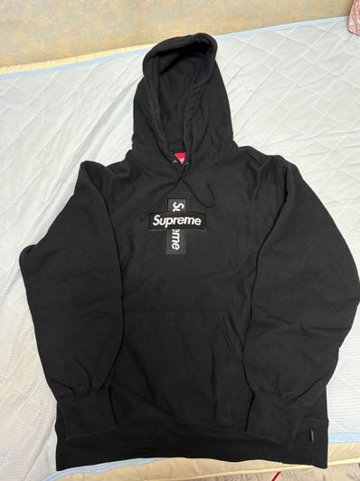 Supreme Cross Box Logo Hooded Sweatshirt "Black"