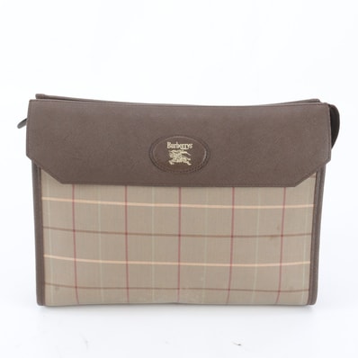 ■美品 バーバリー セカンドバッグ レザー×キャンバス