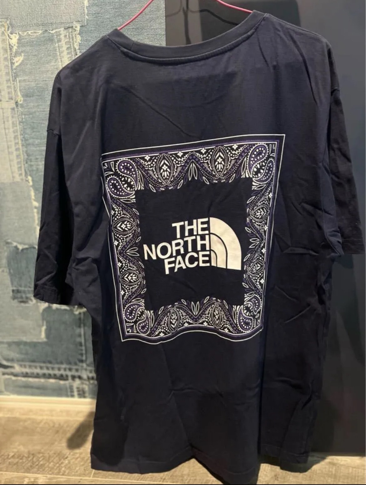 THE NORTH FACE/ノースフェイス/Tシャツ/アウトドア/キャンプ/ストリート/ペイズリー/2XL/XXL/ネイビー