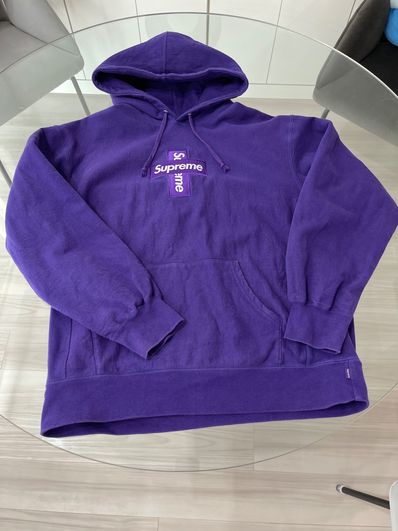 Supreme Cross Box Logo Hooded Sweatshirt "Purple"
