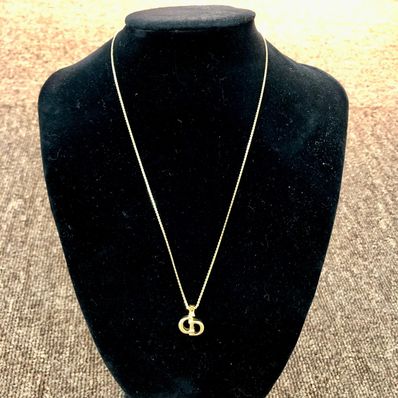Dior CD Logo Rhinestone Necklace "Gold"