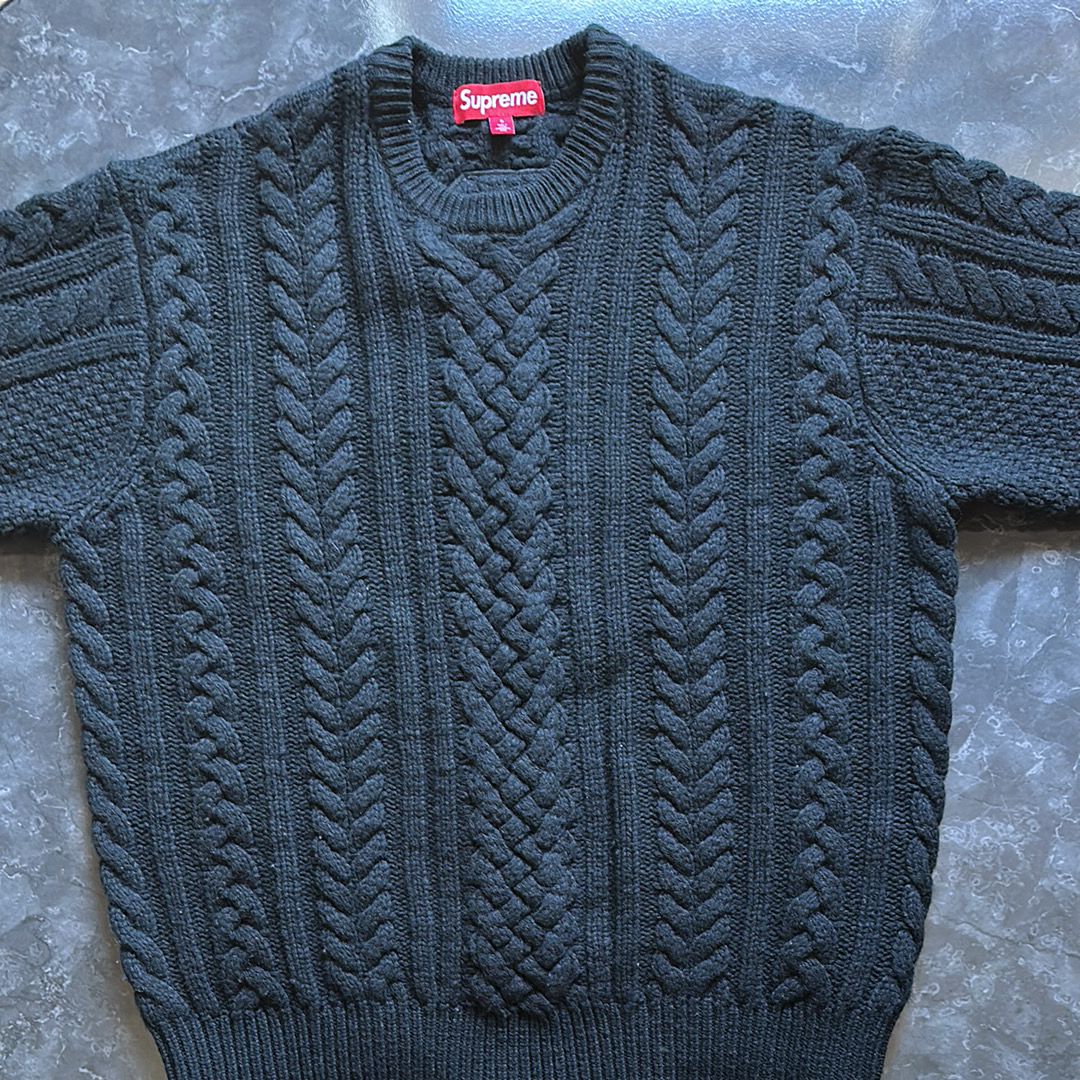 Supreme Applique Cable Knit Sweater "Black"