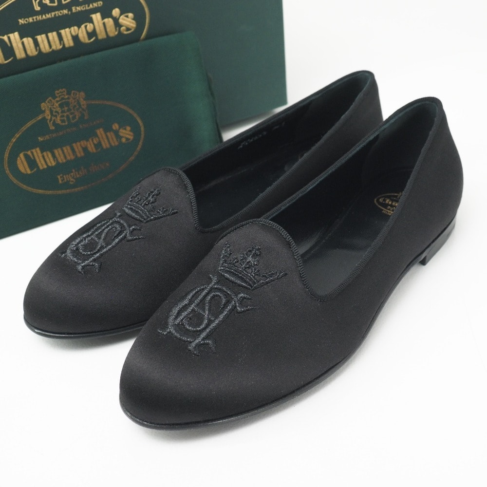 ■未使用品■CHURCH'S チャーチ KALILA カリーラ スリッポン サイズ36.5 オペラシューズ サテン 靴 フラットシューズ パンプス イタリア製 20251009/RA6176