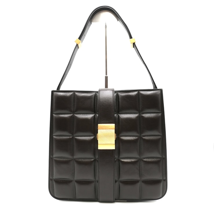 BOTTEGA VENETA(ボッテガヴェネタ)パデッド マリー ヴィンテージ ショルダーバッグ ダークブラウン レザー パデッドキルティング ゴールド金具 肩掛け レディース【中古】