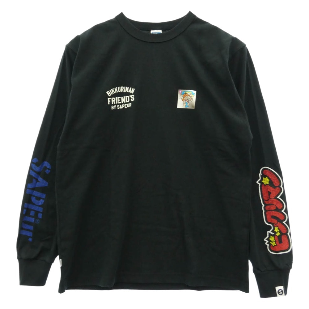 SAPEUR サプール ビックリマン 十字架天使 プリント 長袖カットソー ブラック系 M【新古品】【未使用】【中古】