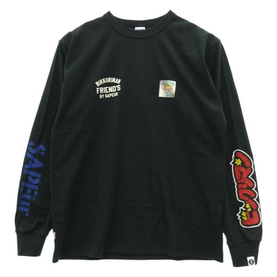 SAPEUR サプール ビックリマン 十字架天使 プリント 長袖カットソー ブラック系 M【新古品】【未使用】【中古】