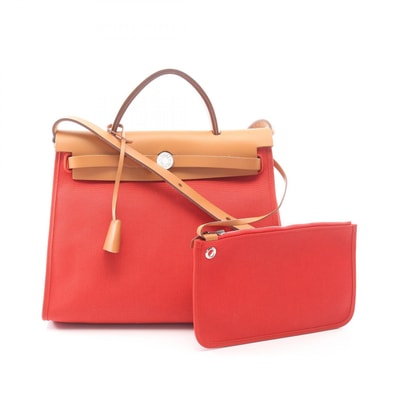 エルメス HERMES エールバッグジップPM 2WAY ハンドバッグ バッグ トワルミリタリー / ヴァッシュハンター トワルミリタリー カプシーヌ X刻印(2016年製造) レディース レッド系 / ブラウン系 068675CK 【中古】