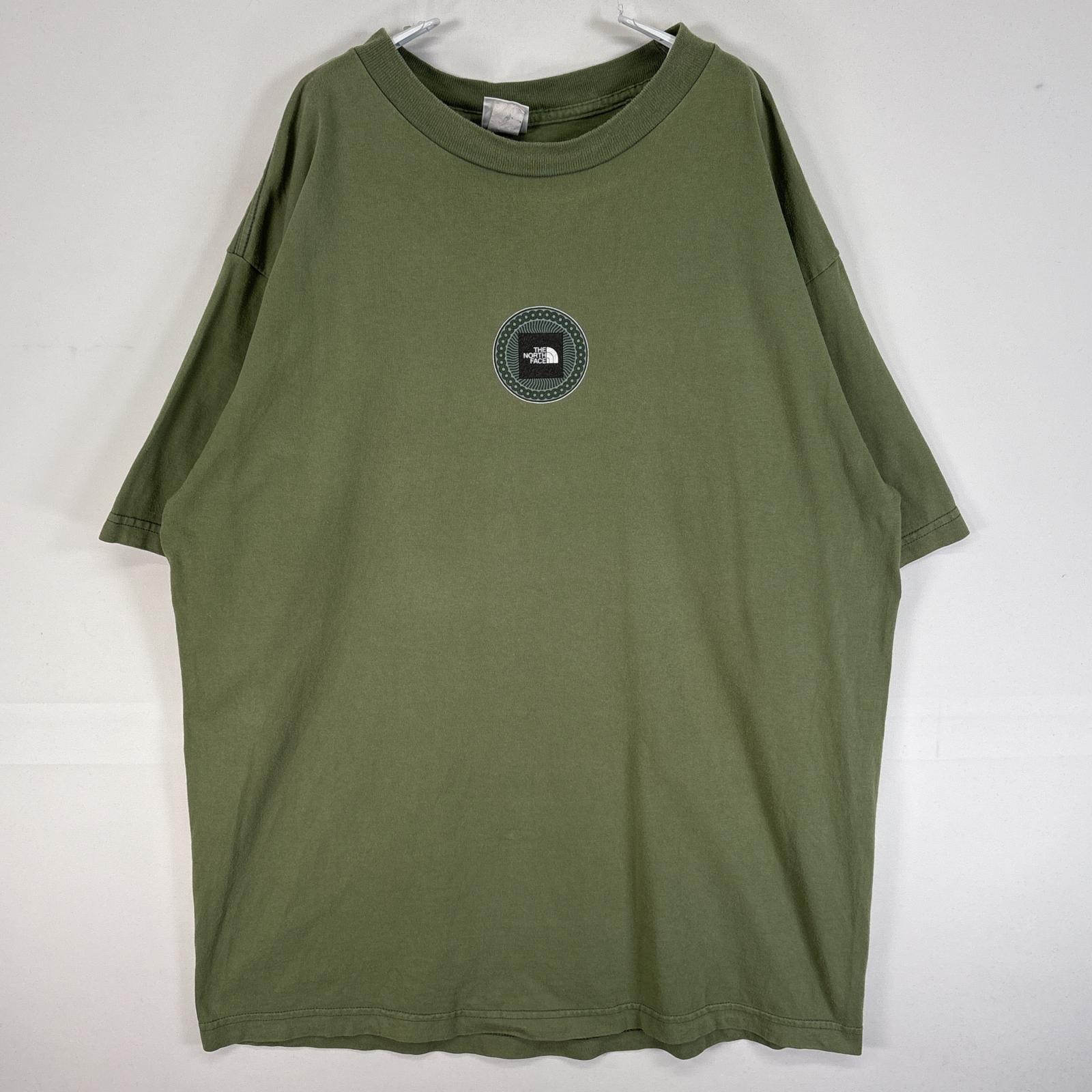 古着 ザ・ノースフェイス THE NORTH FACE 半袖Tシャツ 両面 プリント センターロゴ 大きいサイズ 肉厚 フェード エベレスト XL  グリーン メンズ