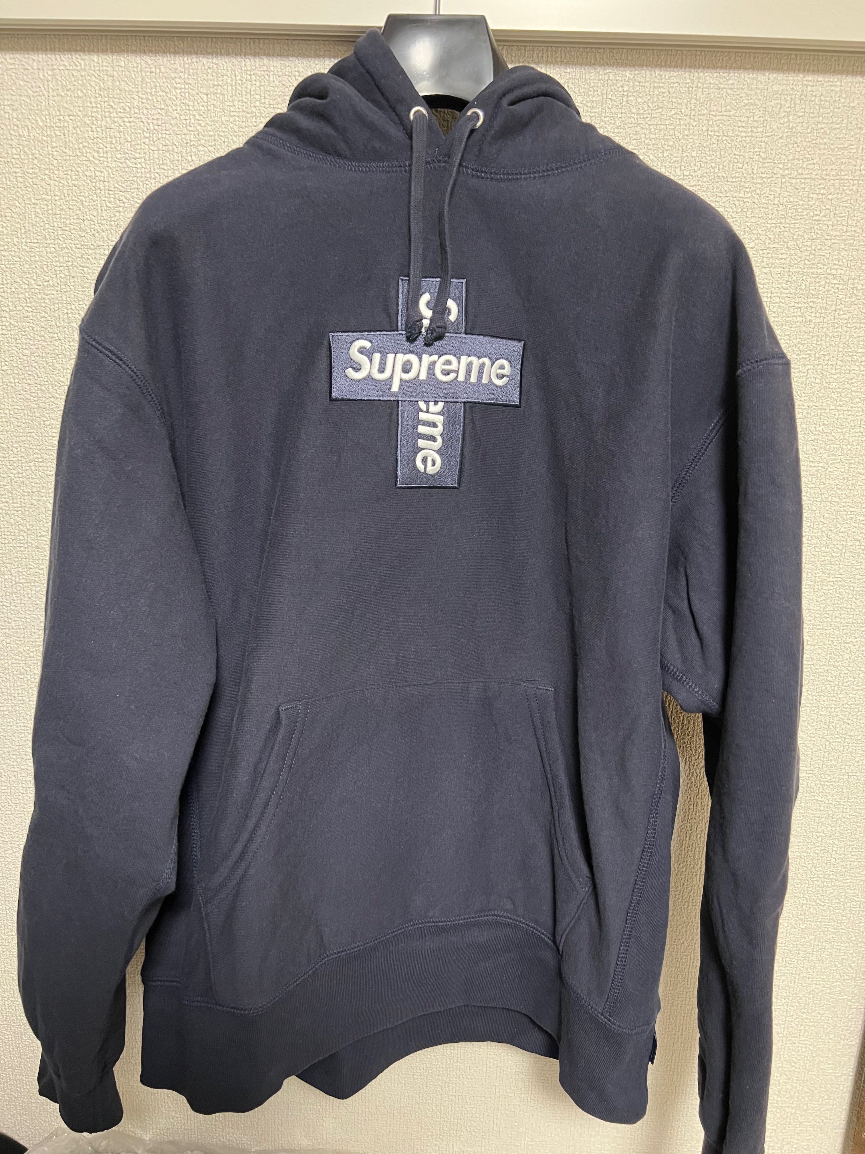 Supreme Cross Box Logo Hooded Sweatshirt "Navy"