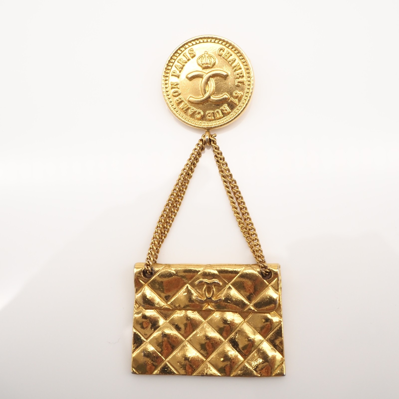 美品 CHANEL シャネル ココマーク マトラッセバッグ ブローチ GP - ブローチ ゴールド GP レディース