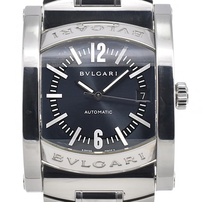ブルガリ BVLGARI AA44S アショーマ デイト グレー 自動巻き メンズ 良品 腕時計 E#147381