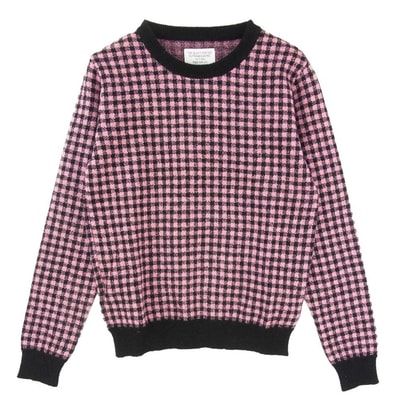WACKO MARIA ワコマリア 14AW 14AW-KNT-16 ギンガムチェック モヘア ニット クルーネック セーター ピンク系 S【中古】