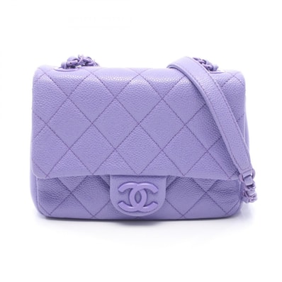 シャネル CHANEL ミニマトラッセ ショルダーバッグ バッグ キャビアスキン(グレインドカーフ) レディース パープル系 AS1784 【中古】