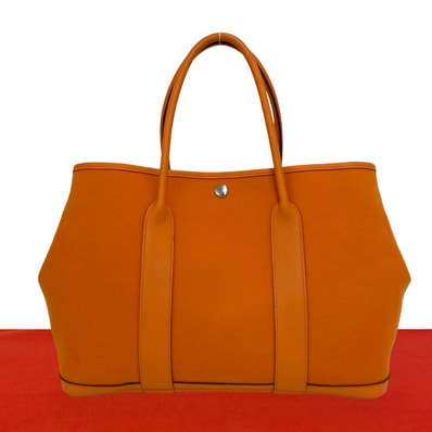 HERMES エルメス ガーデンパーティー PM トワルオフィシエ ブッフル ハンドバッグ オレンジ
65249