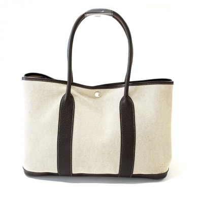 エルメス トワルアッシュ ブッフル ガーデンパーティ PM トートバッグ シルバー金具 コカオン ナチュラル HERMES 正規品【鑑定済み】