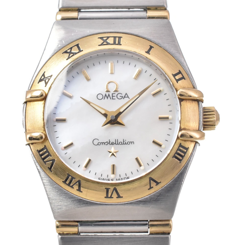 オメガ OMEGA 1362.70 コンステレーション ミニ SS/K18YG ホワイトシェル クォーツ レディース 良品 腕時計 G#149872
