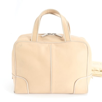 ロエベ ミニ ボストン ベージュハンドバッグ レザー