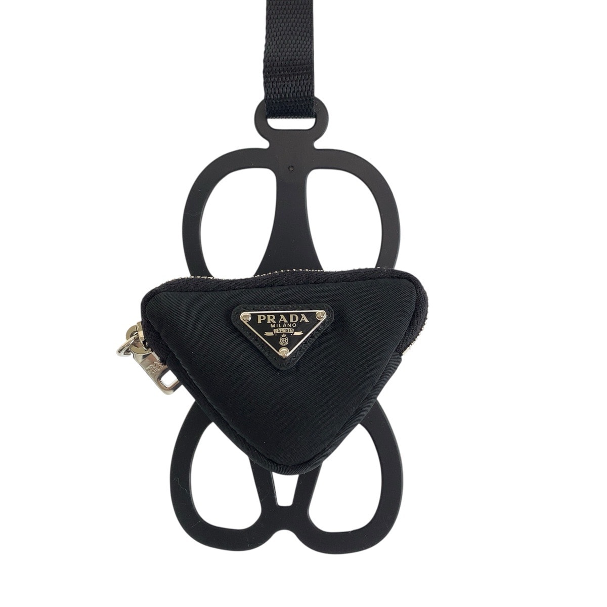美品 PRADA プラダ テスート 三角ロゴプレート ブラック 黒 シルバー金具 ナイロン ゴム/ 携帯・スマホアクセサリー スマホケース iPhoneケース スマートフォンホルダー 506726 【中古】