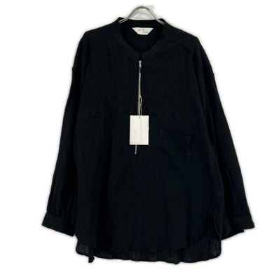 アンセルム 26SS ANC-SH94 ブラック CREPE HALF ZIP SHIRT 2