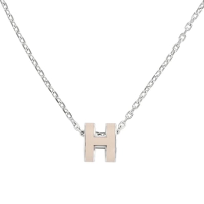 HERMES エルメス ポップH ミニ ネックレス POP H ペンダント メタル シルバー ベージュ【中古】