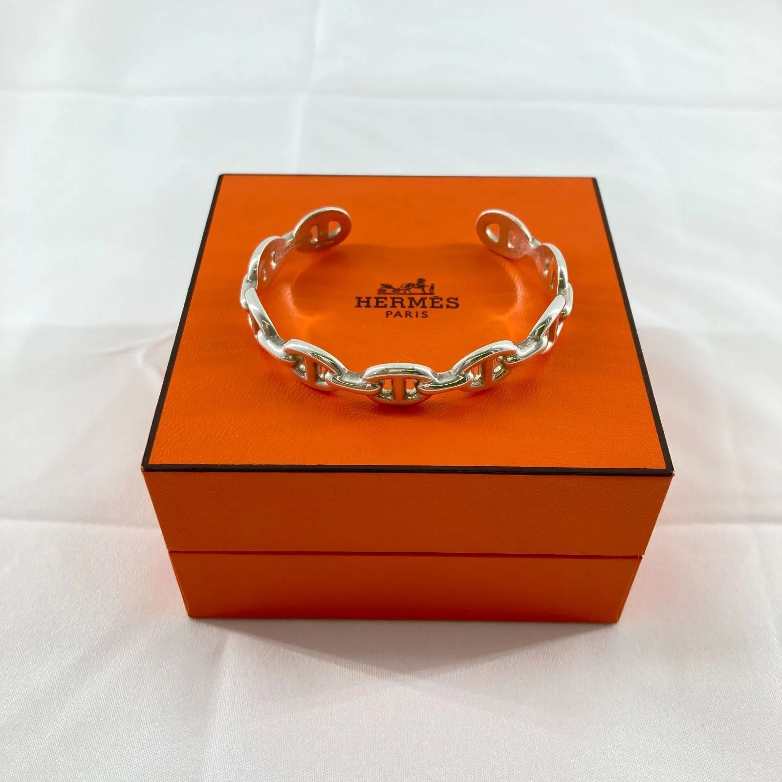 Hermes Chaine D'ancre Enchaine Bracelet Bangle "Silver"