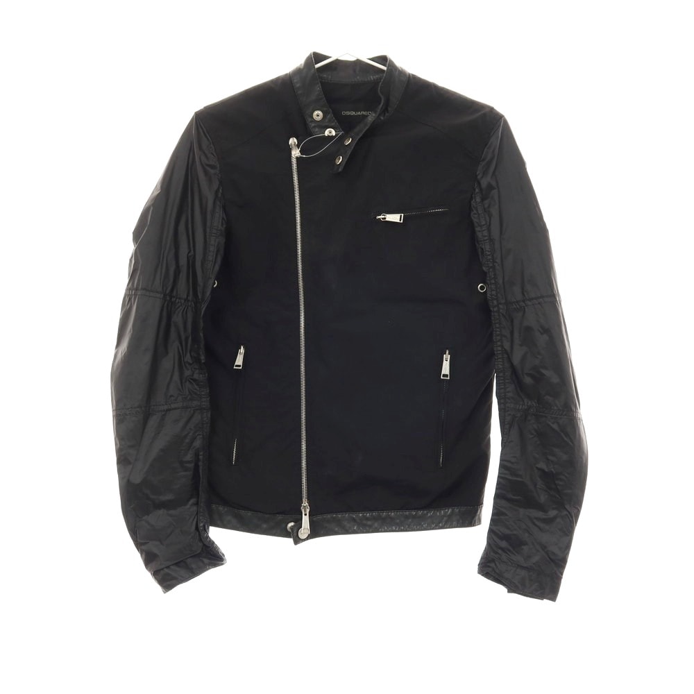 【中古】ディースクエアード DSQUARED2 ナイロンポリエステル ライダースジャケット ブラック【サイズ42】【メンズ】