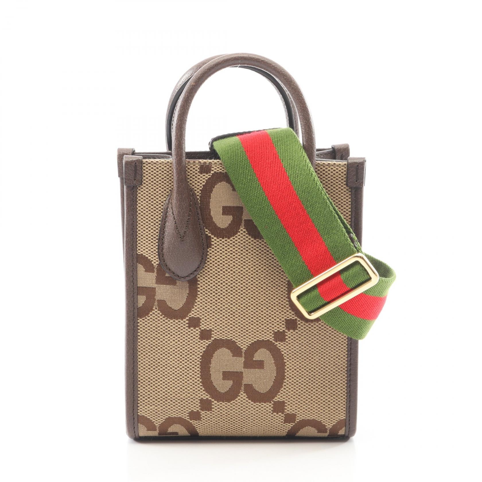 グッチ GUCCI ジャンボGG 2WAY トートバッグ バッグ キャンバス レザー レディース ベージュ系 / ブラウン系 699406 【中古】