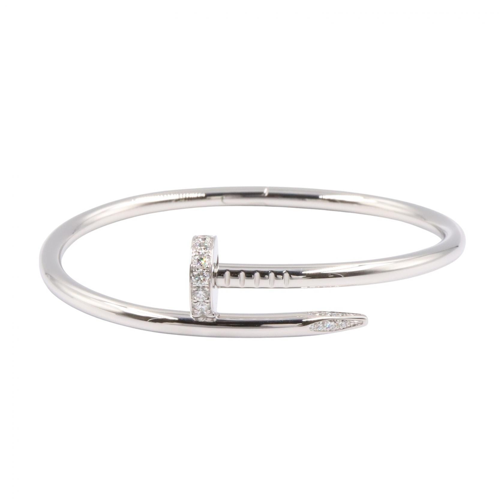 カルティエ CARTIER ジュストアンクル ブレスレット ダイヤ ブレスレット アクセサリー K18WG(ホワイトゴールド) ダイヤモンド レディース シルバー系 / クリア系 【中古】