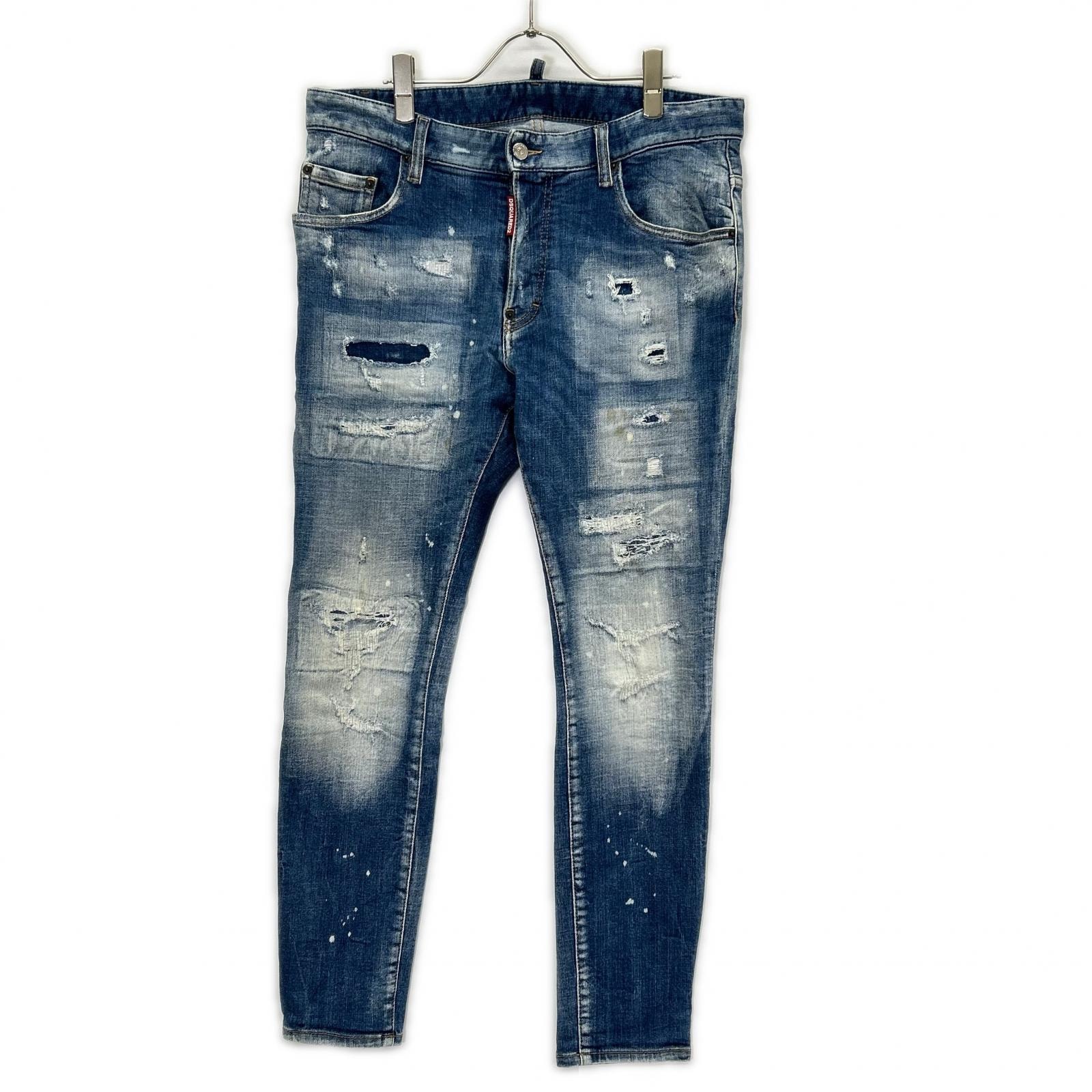 ディースクエアード S74LB1440 インディゴ ダメージ加工 Super Twinky Jean/スーパーツインキージーン デニムパンツ 50
