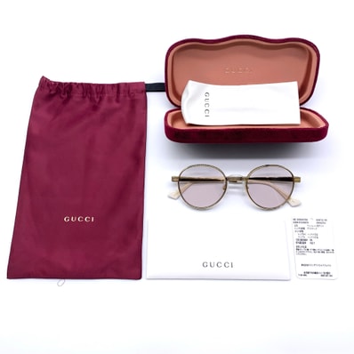 Gucci Round Sunglasses Gold×Purple