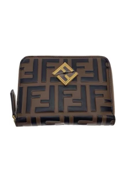 FENDI FF Diamonds Zip Around Medium FF Leather "Brown"