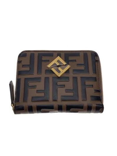 FENDI FF Diamonds Zip Around Medium FF Leather "Brown"