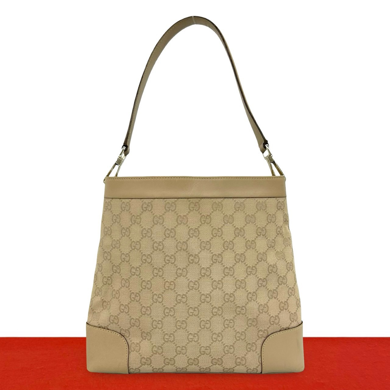 GUCCI グッチ GG 柄 キャンバス レザー ショルダーバッグ ベージュ
 07459