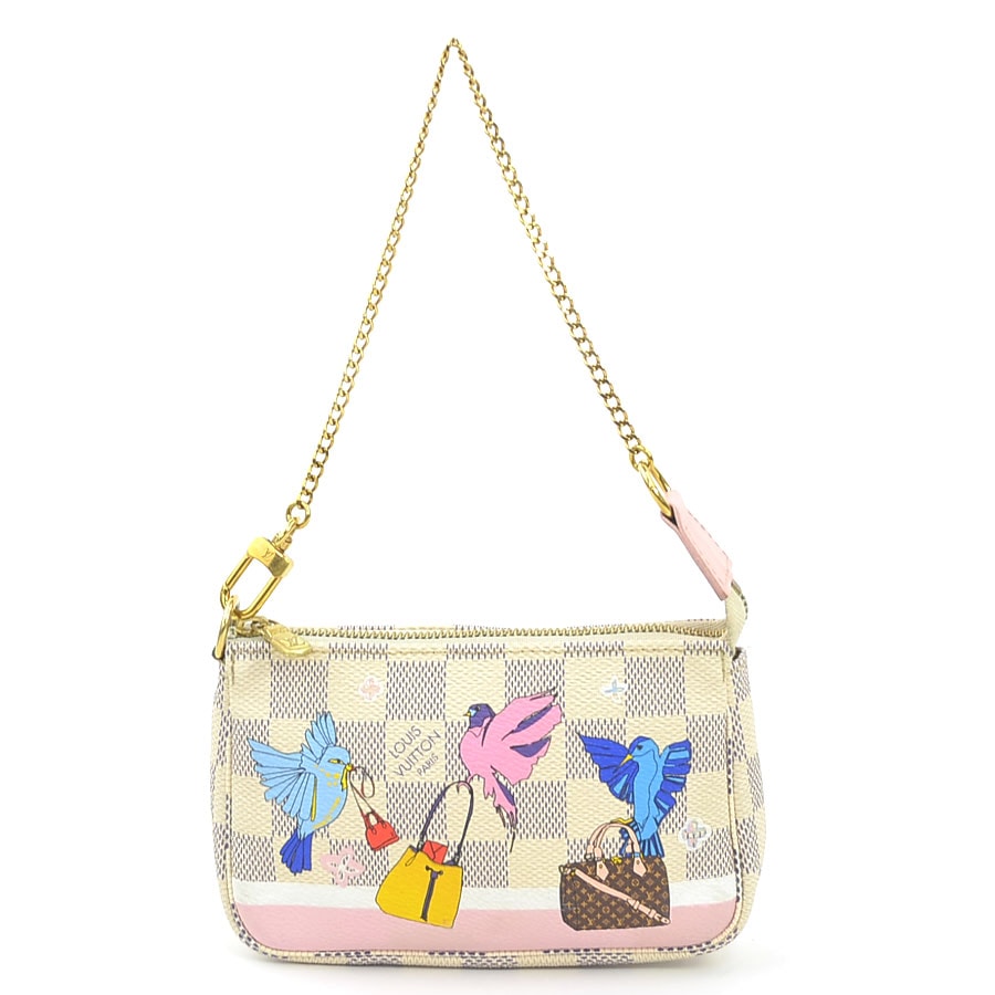 ルイ ヴィトン LOUIS VUITTON ハンドバッグ ポーチ ダミエ アズール ミニ ポシェット アクセソワール ダミエアズールキャンバス アイボリー レディース N64451【中古】 56936a