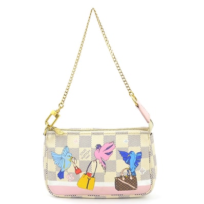 ルイ ヴィトン LOUIS VUITTON ハンドバッグ ポーチ ダミエ アズール ミニ ポシェット アクセソワール ダミエアズールキャンバス アイボリー レディース N64451【中古】 56936a