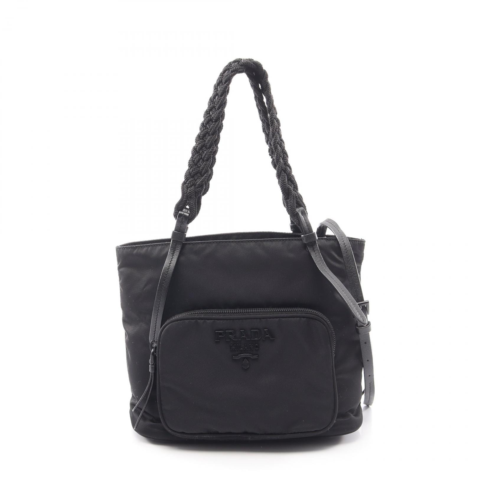 プラダ PRADA TESSUTO+PASSAMA 2WAY ハンドバッグ バッグ ナイロン レディース ブラック系 1BA207 【中古】