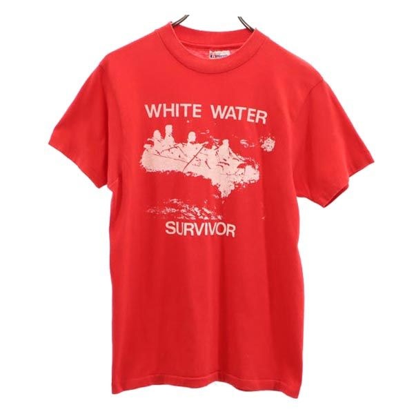 Hanes ヘインズ 80s 90s USA製 ヴィンテージ プリント 半袖 Tシャツ M レッド系