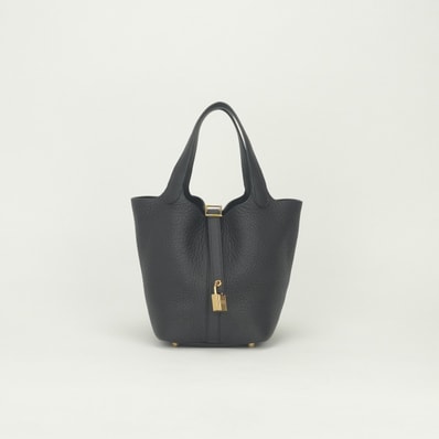 エルメス HERMES ピコタンロックPM ピコタンロック PM ピコタンPM ピコタンロック18 バッグ トートバッグ トリヨンクレマンス プルノワール Prunoir ブラック Blackパープル Purple 黒 紫 ゴールド金具